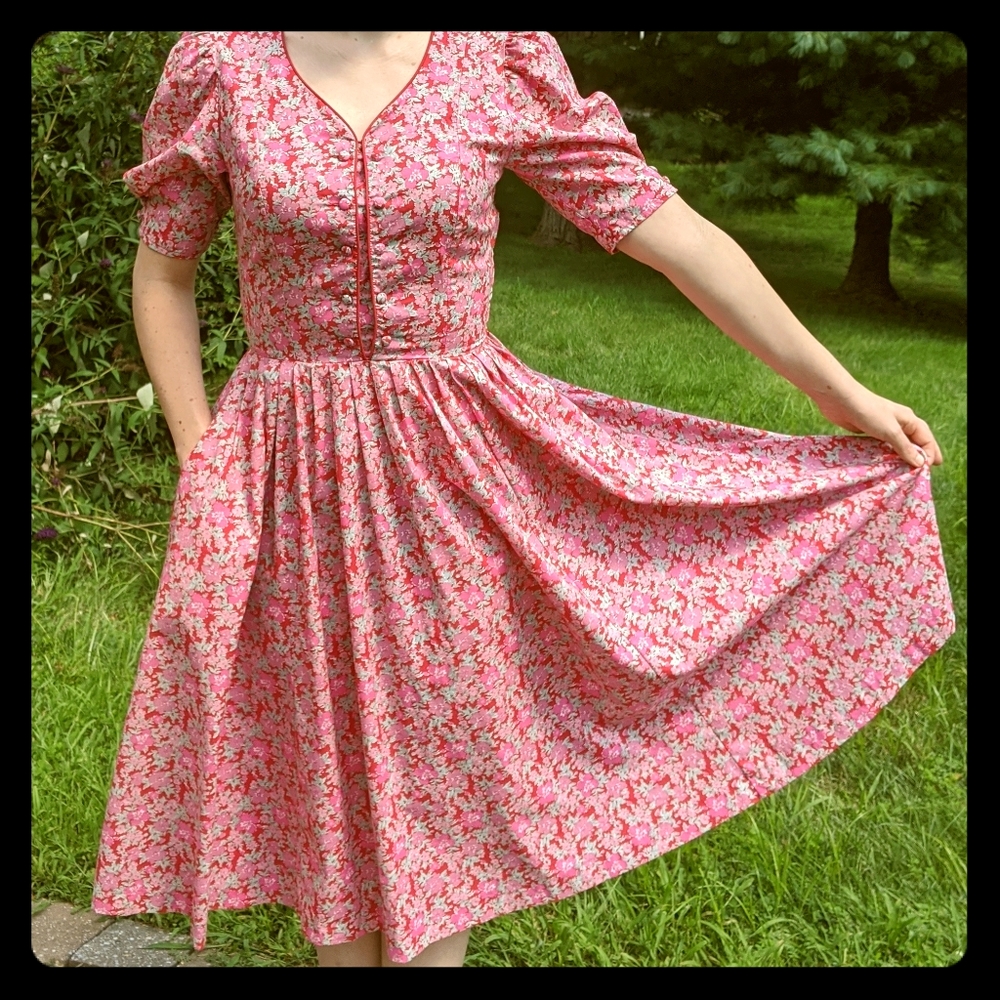 Vintage Laura Ashley pink Floral Dress